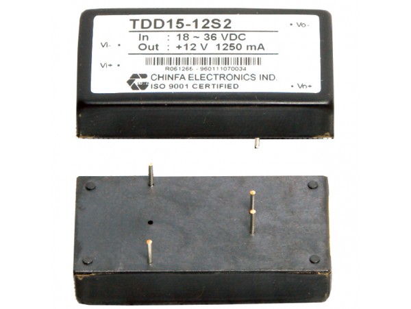 TDD15-12S2 (18V-36V DC>+12V DC/1,25A) Преобр.напр.