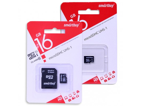 MicroSDHC 16Gb Class 10 Карта памяти Smartbuy