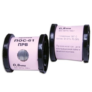 Припой d=0,8 100г ПОС-61 без канифоли