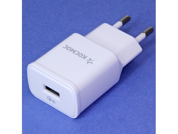 СЗУ USB 5V-12V3A18W QC3.0 быстрая зарядка белая KHCH18W