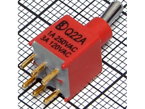 PST-142A Тумблер мини 6pin DPDT (on-on) IP67 (B070ET)