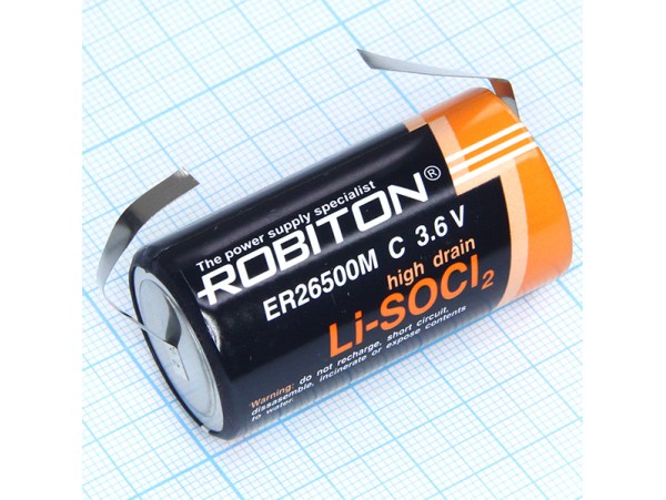ER26500M-FT батарея 3,6V Lithium с выводами Robiton