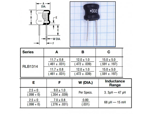 RLB1314-332KL 3300мкГн/0,17А дроссель