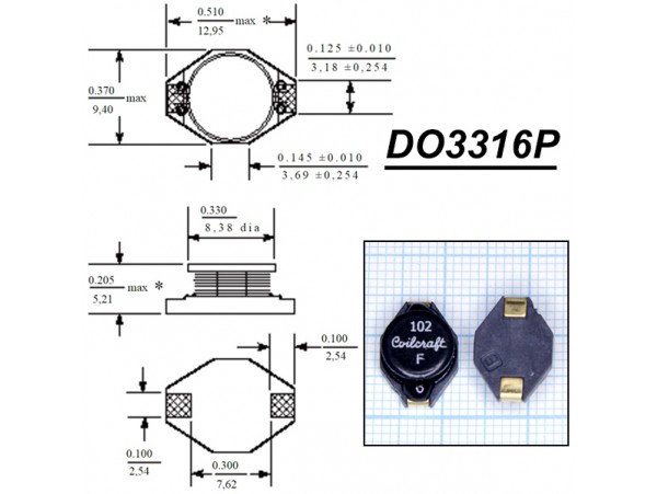 DO3316P-102ML 1.0 мкГн (B82477G4-102M)