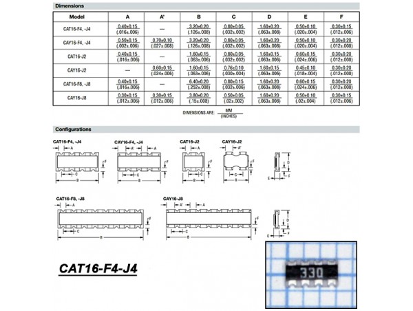 CAT16-330J4 33 Ом сборка резисторная