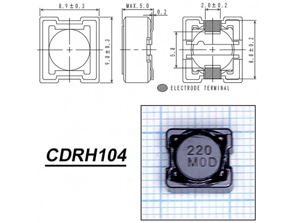 CDRH104NP-220MC 22мкГн чип. Дросс. SUMIDA