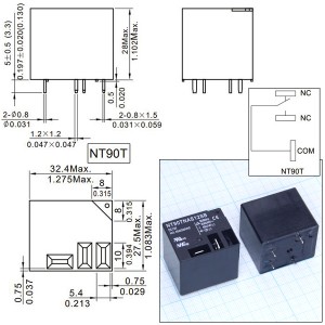 Реле 12VDC NT90TNAS12SB 1A 40A/240VAC