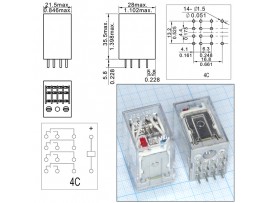 Реле 220VAC JZX-18FF4CbAC220V1L 4C 10A/220VAC