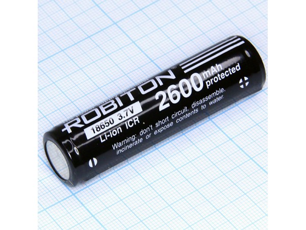 Аккумулятор 3,7V/2600 mAh 18650 (d=18;L=67) Robiton