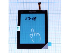 Nokia X3-02 Тачскрин +стекло черный оригинал