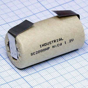 Аккумулятор 1,2V/2000 (d=23;L=43) NiCd с лент. выводами