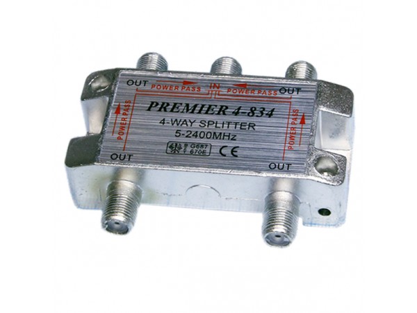 Разветвитель 4ТВ Premier4-834 5-2400МГц с проходом Uпит