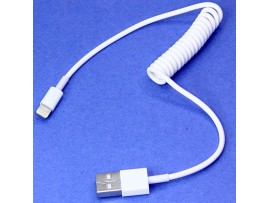 Шнур USB=Lightning 1м  Smartbuy спиральный белый