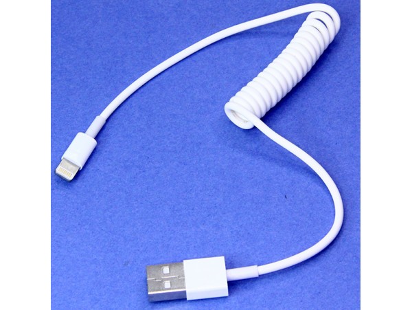 Шнур USB=Lightning 1м  Smartbuy спиральный белый