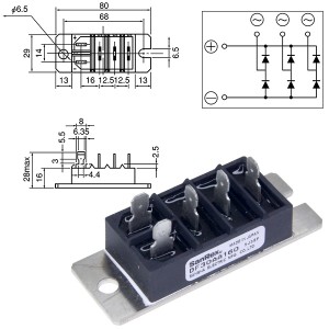 DF30AA160 30A/1600V диодный мост 3-х фазный