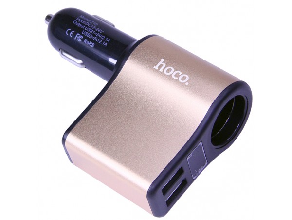 ЗУ автомобильное прикуриватель + 2 USB 2.1A HOCO Z10