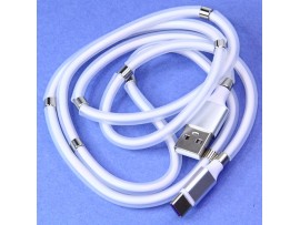 Шнур USB=Type-C 1м 3A магнит самосворачивающийся