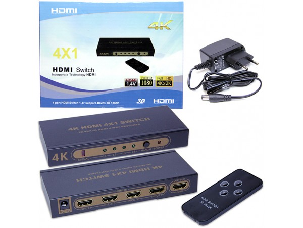 4KDK404 HDMI переключатель 4x1 с ПДУ