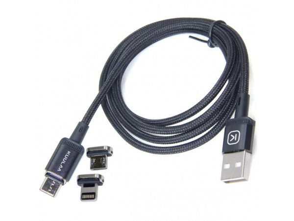 USB дата кабель microUSB (3 в1) с магнитным адаптером