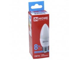 Лампа 220V 8W E27 6500K LED свеча InHome