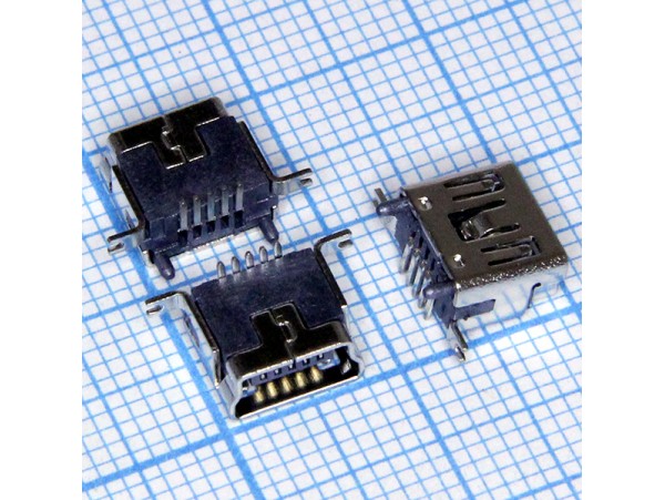 Mini USB 5 pin 5FS1 Гн. на плату вертикальное