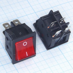 KCD4-201N-B 250V/30A on-off красный переключатель
