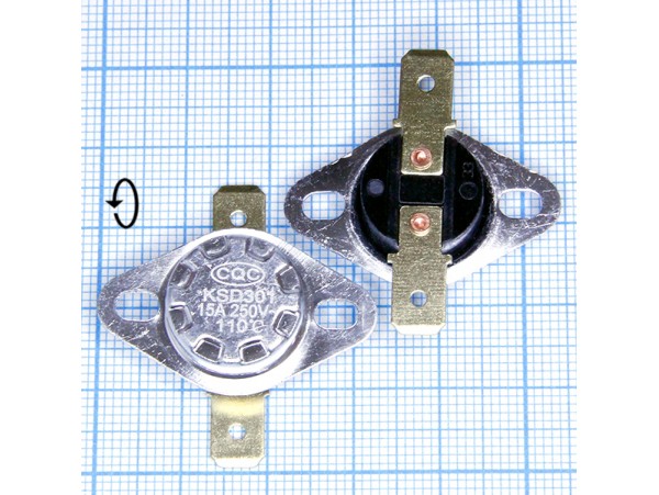 KSD-301-110С 250V/15A Термостат нормально замкнутый