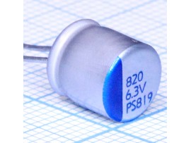 Конд.820/6,3V 0809 +105°C полимерный