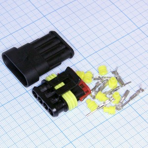 DJ7041 разъем а/м брызгозащищенный 4pin комплект M+F