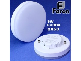 Лампа 220V 9W 6400K GX53 26х73 Feron