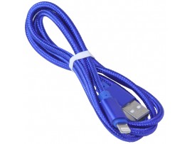Шнур USB=Lightning 1 м Energy тканевый синий ET-27