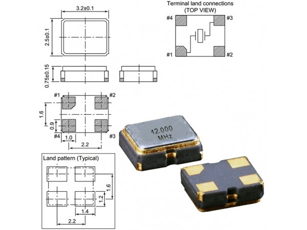 SMD3225 12,0 Мгц кварцевый генератор