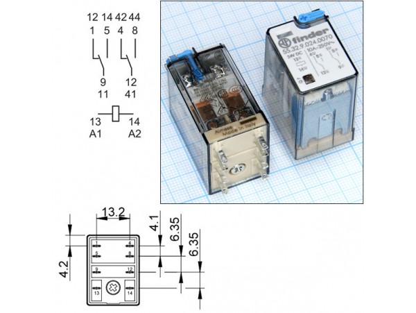 Реле 24VDC 553290240070 2C 10A/250VAC Finder