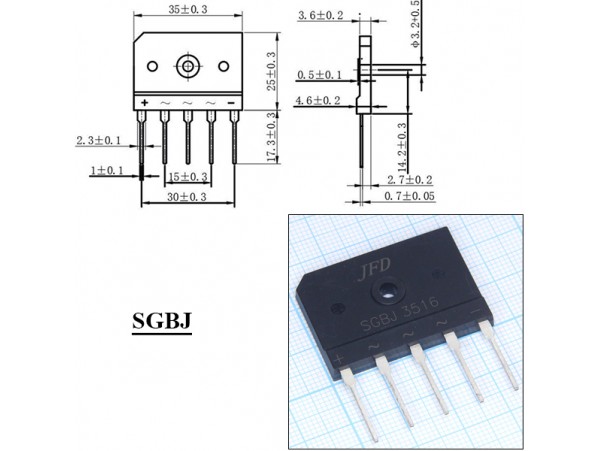 SGBJ3516 35A/1600V диодный мост 3-х фазный