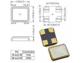 КВАРЦ 25,0МГц SMD3225 12pF/10ppm/20ppm/-40+85С