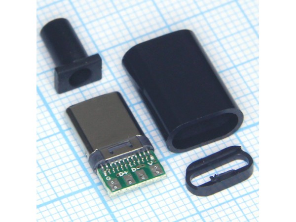 USB Type-C 24PBB штекер на кабель черный