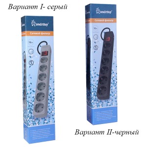 Фильтр сетевой 6 роз.3м  Smartbuy 16А с выкл.