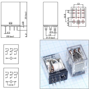 Реле 24VAC HJQ-22F-3Z 3C 5A/240VAC