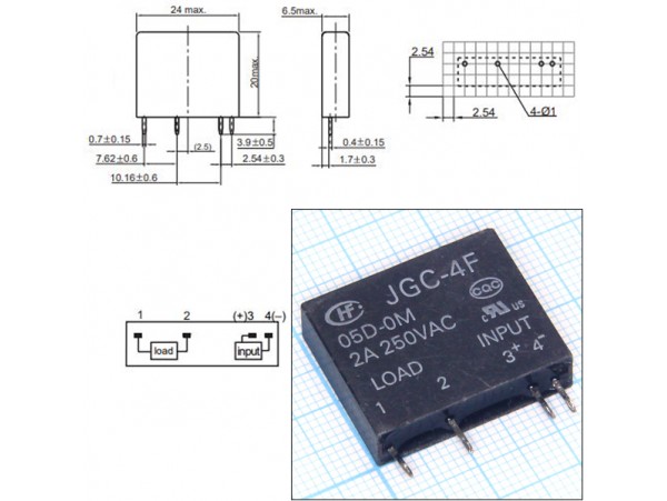 JGC-4F-05D-0M 5VDC 1A 250V/2A реле твердотельное
