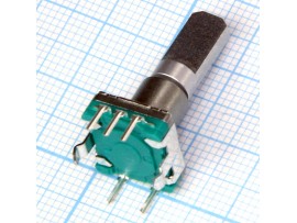 Энкодер EC11E15244G1 с кнопкой, мет. ручка с лыской