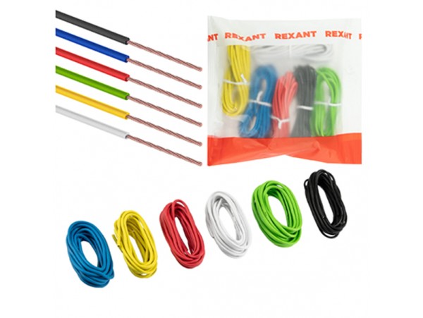 Набор проводов ПГВА 1,0мм2, 6 цветов х 3м