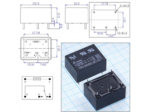 Реле 24VDC TRV-24VDC-SC-CD 1C 16A/250VAC