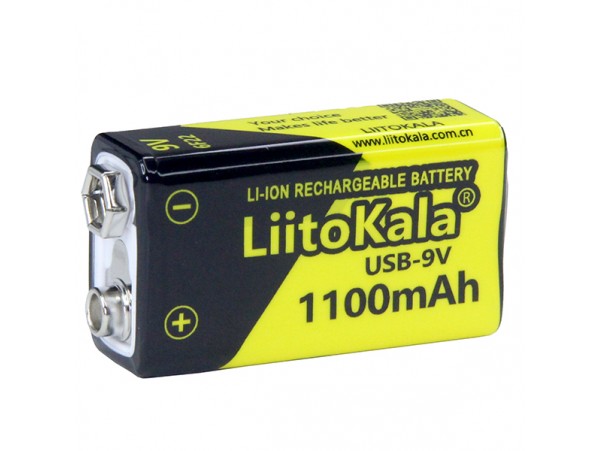 Аккумулятор 9V/1100mAh Li-ion Type-C 6F22 LiitoKala