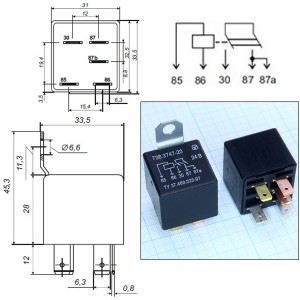 Реле 24VDC 738.3747-20 1A 24V/50A с кронштейном