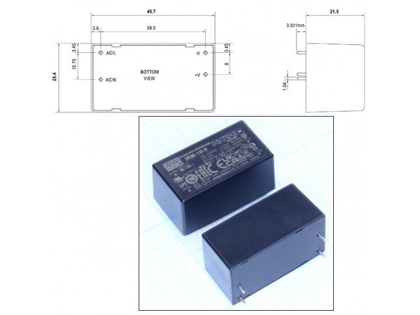IRM-10-5 Преобразователь напряжения ~220V>5V(2A)