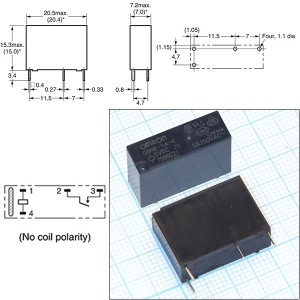 Реле 5VDC 1A G5NB-1A-E 5A/250VAC