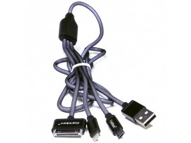 Шнур USB = iPhone 4,5,6 + microUSB 1,2м