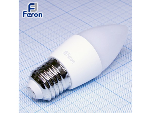 Лампа 220V7W E27 св/д свеча 4000k Feron