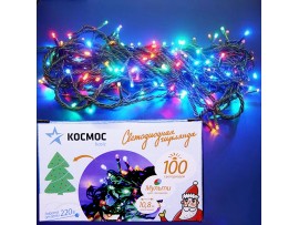Гирлянда 100LED RGB 8м черный провод