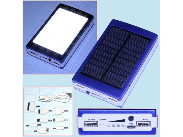 Smart Power Bank ЗУ на солнечных батареях + фонарь